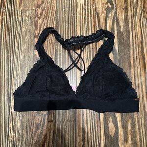 VICTORIAS SECRET PINK Black Lace BRALETTE TOP